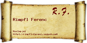 Rimpfl Ferenc névjegykártya